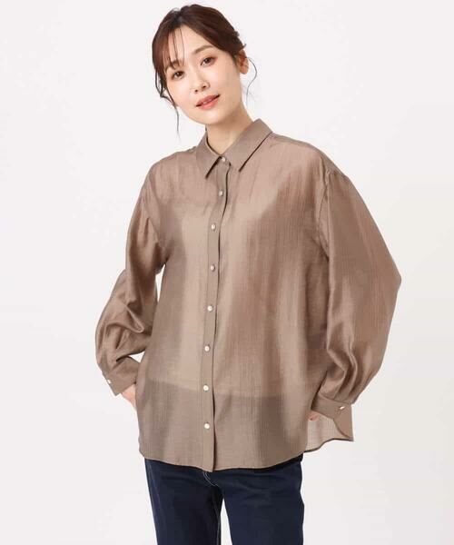 MK MICHEL KLEIN / エムケーミッシェルクラン シャツ・ブラウス | [接触冷感/洗える]ドビーストライプ柄シアーシャツブラウス | 詳細24