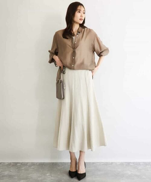 MK MICHEL KLEIN / エムケーミッシェルクラン シャツ・ブラウス | [接触冷感/洗える]ドビーストライプ柄シアーシャツブラウス | 詳細8