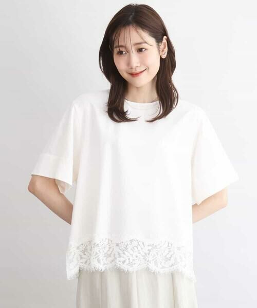 MK MICHEL KLEIN / エムケーミッシェルクラン シャツ・ブラウス | [UVカット/接触冷感/洗える]ストレッチ 裾レース半袖ブラウス | 詳細1