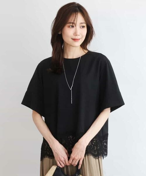 MK MICHEL KLEIN / エムケーミッシェルクラン シャツ・ブラウス | [UVカット/接触冷感/洗える]ストレッチ 裾レース半袖ブラウス | 詳細5