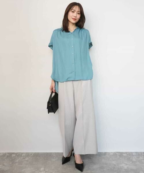 MK MICHEL KLEIN / エムケーミッシェルクラン シャツ・ブラウス | メタル釦デザイン サテン地ブラウス/接触冷感/UVカット/洗える | 詳細12