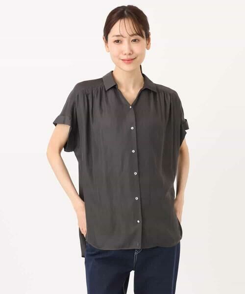 MK MICHEL KLEIN / エムケーミッシェルクラン シャツ・ブラウス | メタル釦デザイン サテン地ブラウス/接触冷感/UVカット/洗える | 詳細25