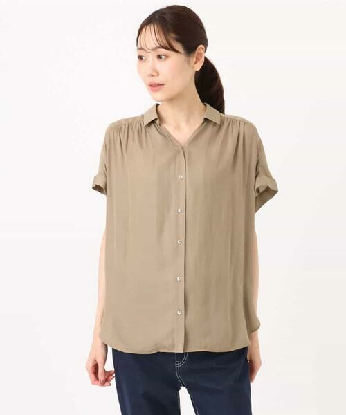 MK MICHEL KLEIN / エムケーミッシェルクラン シャツ・ブラウス | メタル釦デザイン サテン地ブラウス/接触冷感/UVカット/洗える | 詳細27