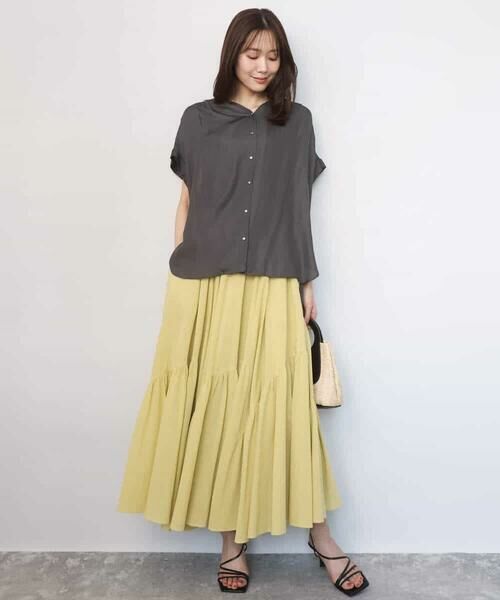 MK MICHEL KLEIN / エムケーミッシェルクラン シャツ・ブラウス | メタル釦デザイン サテン地ブラウス/接触冷感/UVカット/洗える | 詳細3