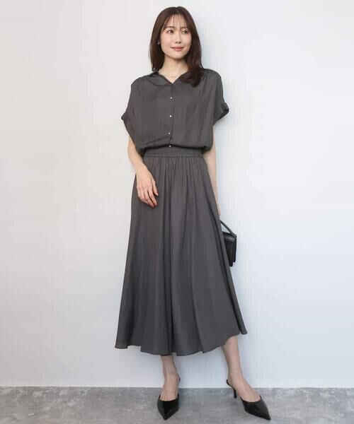 MK MICHEL KLEIN / エムケーミッシェルクラン シャツ・ブラウス | メタル釦デザイン サテン地ブラウス/接触冷感/UVカット/洗える | 詳細5