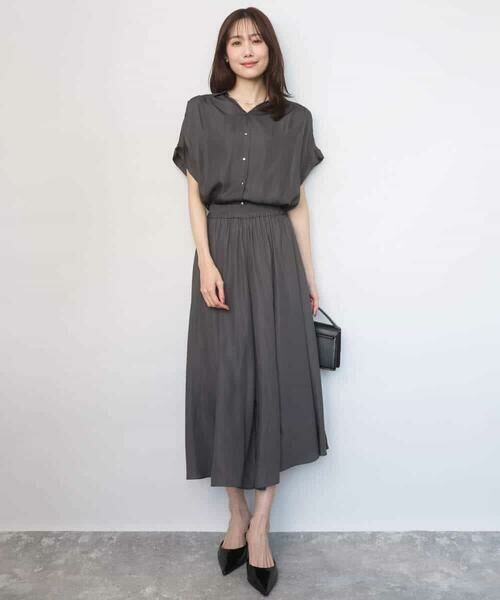 MK MICHEL KLEIN / エムケーミッシェルクラン シャツ・ブラウス | メタル釦デザイン サテン地ブラウス/接触冷感/UVカット/洗える | 詳細6