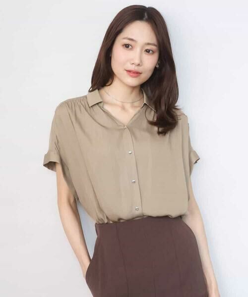 MK MICHEL KLEIN / エムケーミッシェルクラン シャツ・ブラウス | メタル釦デザイン サテン地ブラウス/接触冷感/UVカット/洗える | 詳細7