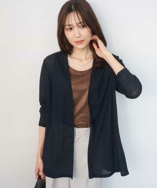 MK MICHEL KLEIN / エムケーミッシェルクラン カーディガン・ボレロ | コットン混シアーラメカーディガン/洗える | 詳細5