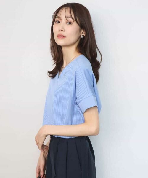 MK MICHEL KLEIN / エムケーミッシェルクラン カットソー | ストライプチュールカットソー/接触冷感/洗える | 詳細16