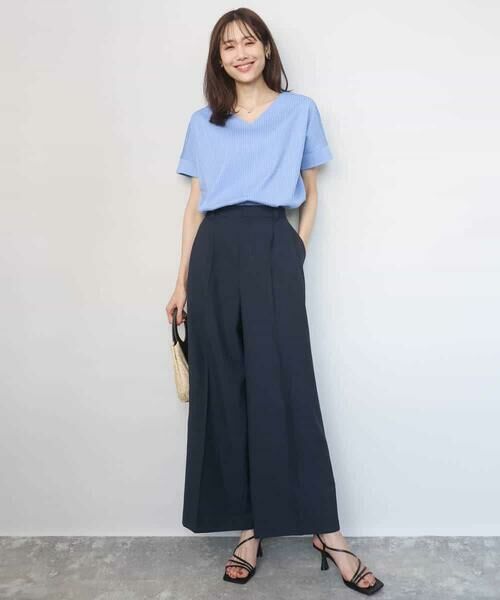 MK MICHEL KLEIN / エムケーミッシェルクラン カットソー | ストライプチュールカットソー/接触冷感/洗える | 詳細17