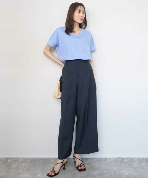 MK MICHEL KLEIN / エムケーミッシェルクラン カットソー | ストライプチュールカットソー/接触冷感/洗える | 詳細18