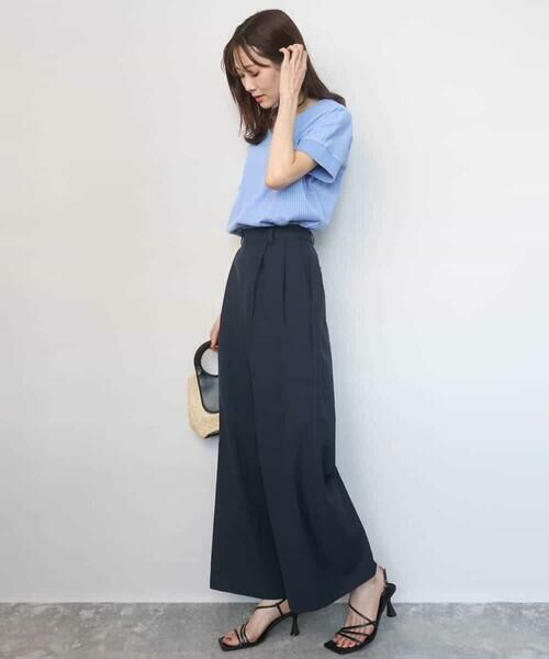 MK MICHEL KLEIN / エムケーミッシェルクラン カットソー | ストライプチュールカットソー/接触冷感/洗える | 詳細19