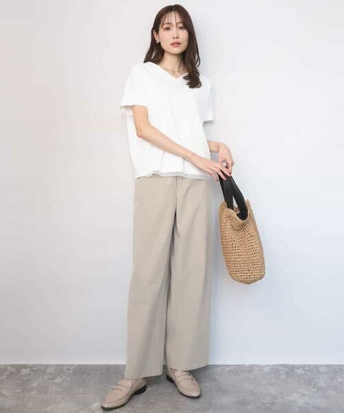 MK MICHEL KLEIN / エムケーミッシェルクラン カットソー | ストライプチュールカットソー/接触冷感/洗える | 詳細7