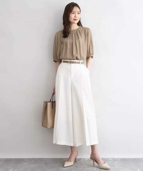 MK MICHEL KLEIN / エムケーミッシェルクラン その他パンツ | [UVカット/洗える]ストレッチ タックガウチョパンツ | 詳細7