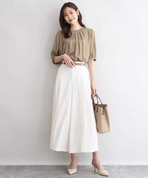 MK MICHEL KLEIN / エムケーミッシェルクラン その他パンツ | [UVカット/洗える]ストレッチ タックガウチョパンツ | 詳細8