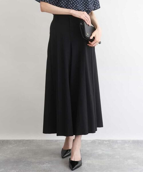 MK MICHEL KLEIN / エムケーミッシェルクラン その他パンツ | [UVカット/洗える]ストレッチ タックガウチョパンツ（ブラック）