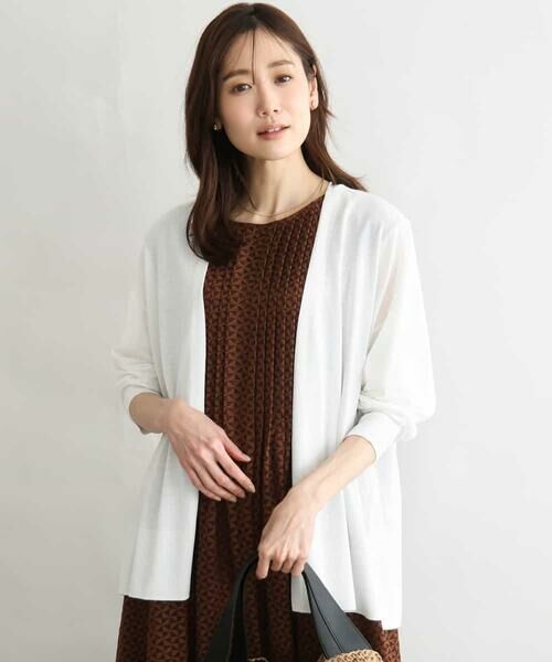 MK MICHEL KLEIN / エムケーミッシェルクラン カーディガン・ボレロ | [接触冷感/洗える]ミドル丈着流しカーディガン（ホワイト）