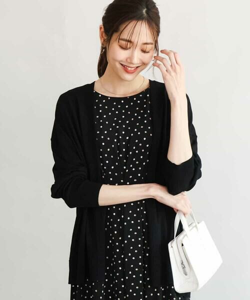 MK MICHEL KLEIN / エムケーミッシェルクラン カーディガン・ボレロ | [接触冷感/洗える]ミドル丈着流しカーディガン（ブラック）