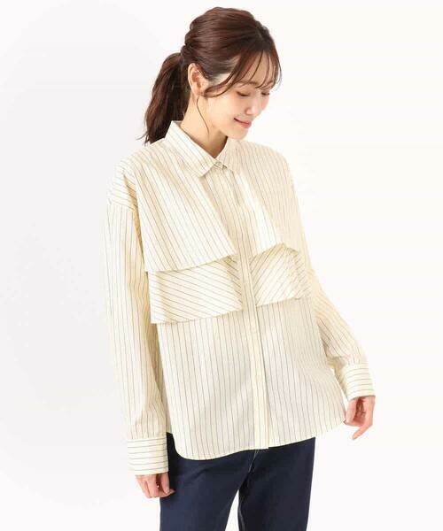 MK MICHEL KLEIN / エムケーミッシェルクラン シャツ・ブラウス | ティアードフリルストライプ柄シャツブラウス/洗える | 詳細13