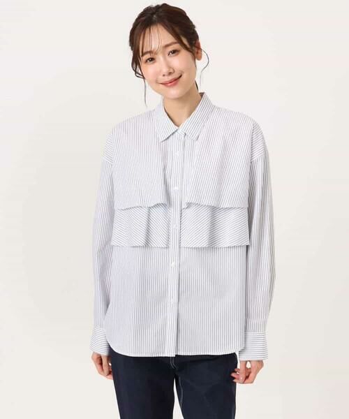 MK MICHEL KLEIN / エムケーミッシェルクラン シャツ・ブラウス | ティアードフリルストライプ柄シャツブラウス/洗える | 詳細21