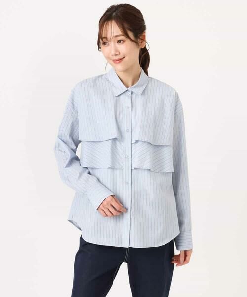 MK MICHEL KLEIN / エムケーミッシェルクラン シャツ・ブラウス | ティアードフリルストライプ柄シャツブラウス/洗える | 詳細23