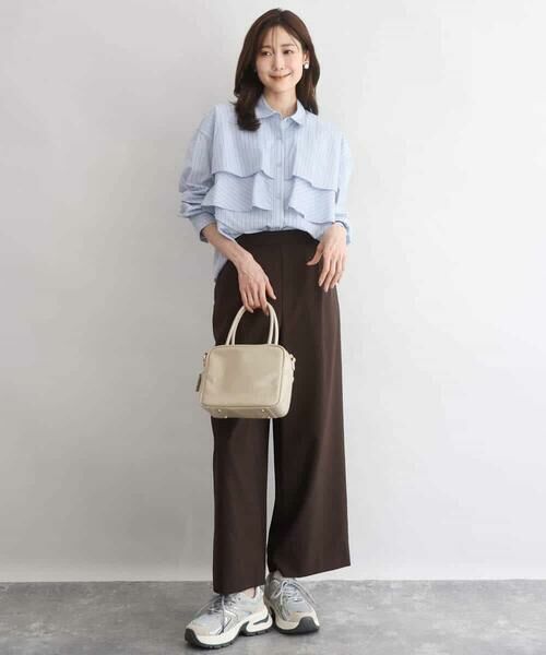 MK MICHEL KLEIN / エムケーミッシェルクラン シャツ・ブラウス | ティアードフリルストライプ柄シャツブラウス/洗える | 詳細6