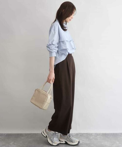 MK MICHEL KLEIN / エムケーミッシェルクラン シャツ・ブラウス | ティアードフリルストライプ柄シャツブラウス/洗える | 詳細7