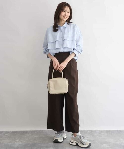 MK MICHEL KLEIN / エムケーミッシェルクラン シャツ・ブラウス | ティアードフリルストライプ柄シャツブラウス/洗える | 詳細8