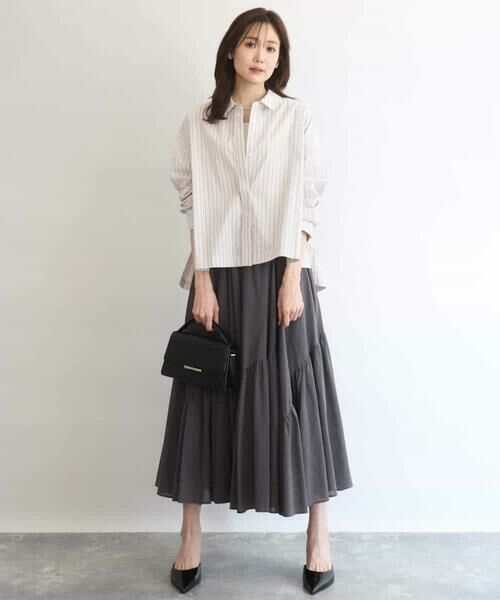 MK MICHEL KLEIN / エムケーミッシェルクラン シャツ・ブラウス | クロップド丈コットンストライプシャツブラウス/洗える | 詳細11