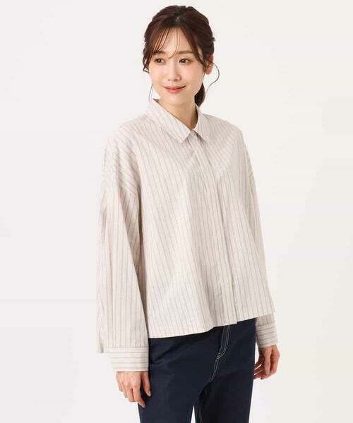 MK MICHEL KLEIN / エムケーミッシェルクラン シャツ・ブラウス | クロップド丈コットンストライプシャツブラウス/洗える | 詳細14