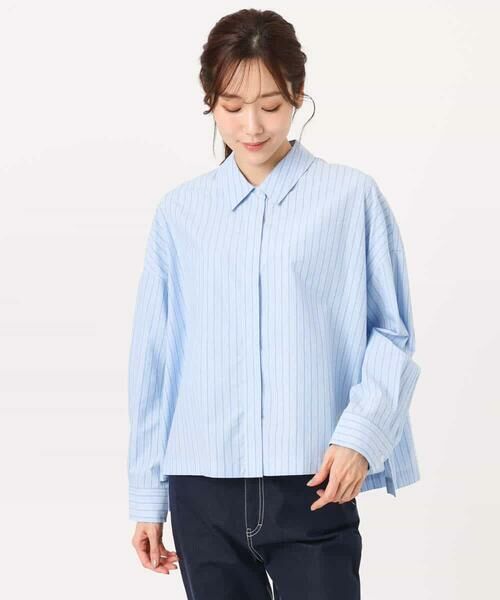 MK MICHEL KLEIN / エムケーミッシェルクラン シャツ・ブラウス | クロップド丈コットンストライプシャツブラウス/洗える | 詳細24