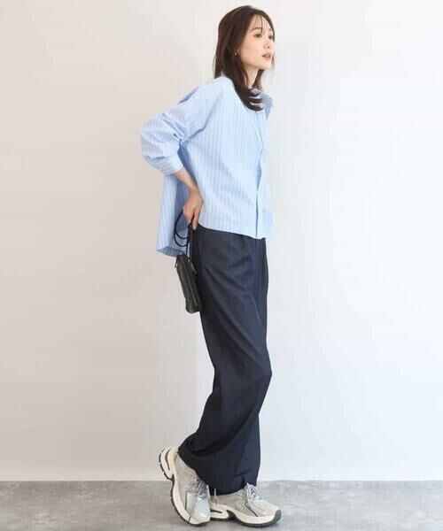 MK MICHEL KLEIN / エムケーミッシェルクラン シャツ・ブラウス | クロップド丈コットンストライプシャツブラウス/洗える | 詳細4