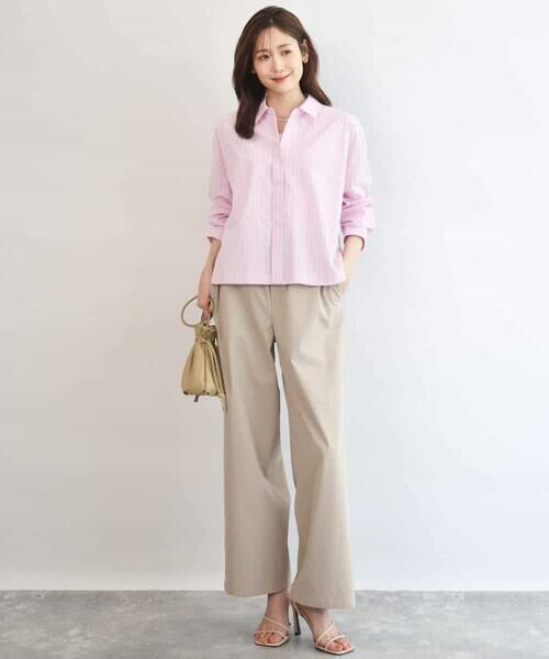 MK MICHEL KLEIN / エムケーミッシェルクラン シャツ・ブラウス | クロップド丈コットンストライプシャツブラウス/洗える | 詳細6