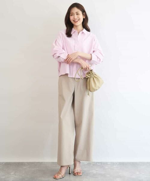 MK MICHEL KLEIN / エムケーミッシェルクラン シャツ・ブラウス | クロップド丈コットンストライプシャツブラウス/洗える | 詳細8