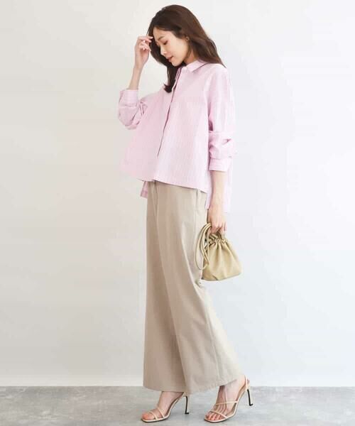 MK MICHEL KLEIN / エムケーミッシェルクラン シャツ・ブラウス | クロップド丈コットンストライプシャツブラウス/洗える | 詳細9