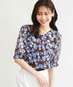 MK MICHEL KLEIN / エムケーミッシェルクラン シャツ・ブラウス | [洗える]アートフラワープリント シフォンブラウス