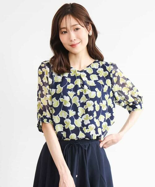 MK MICHEL KLEIN / エムケーミッシェルクラン シャツ・ブラウス | [洗える]アートフラワープリント シフォンブラウス | 詳細12