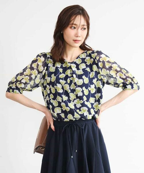 MK MICHEL KLEIN / エムケーミッシェルクラン シャツ・ブラウス | [洗える]アートフラワープリント シフォンブラウス | 詳細13