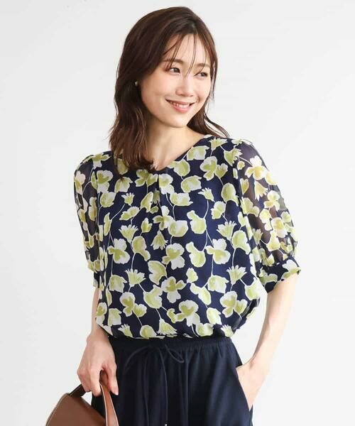 MK MICHEL KLEIN / エムケーミッシェルクラン シャツ・ブラウス | [洗える]アートフラワープリント シフォンブラウス | 詳細14