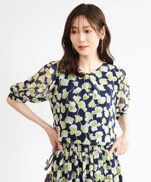 MK MICHEL KLEIN / エムケーミッシェルクラン シャツ・ブラウス | [洗える]アートフラワープリント シフォンブラウス | 詳細18