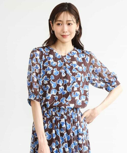 MK MICHEL KLEIN / エムケーミッシェルクラン シャツ・ブラウス | [洗える]アートフラワープリント シフォンブラウス | 詳細2