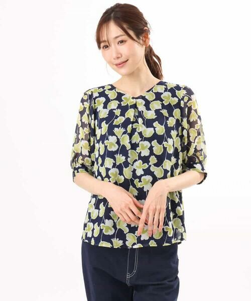 MK MICHEL KLEIN / エムケーミッシェルクラン シャツ・ブラウス | [洗える]アートフラワープリント シフォンブラウス | 詳細22