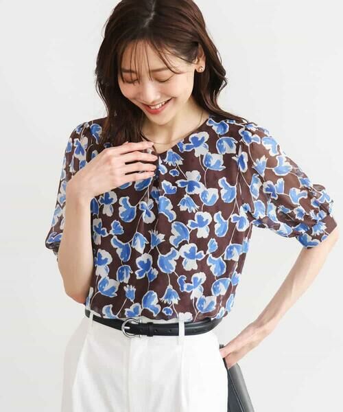 MK MICHEL KLEIN / エムケーミッシェルクラン シャツ・ブラウス | [洗える]アートフラワープリント シフォンブラウス | 詳細7