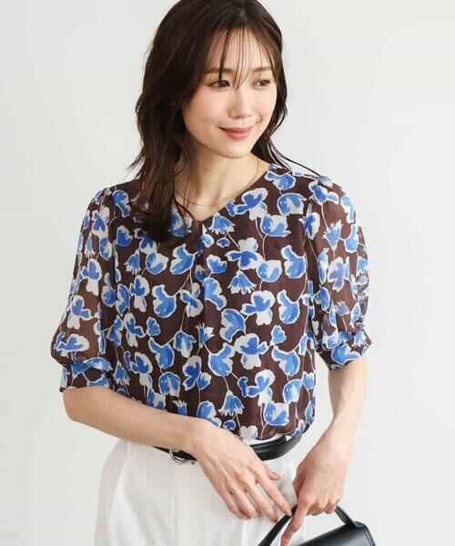 MK MICHEL KLEIN / エムケーミッシェルクラン シャツ・ブラウス | [洗える]アートフラワープリント シフォンブラウス | 詳細8