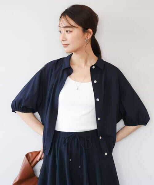 MK MICHEL KLEIN / エムケーミッシェルクラン シャツ・ブラウス | [接触冷感/洗える]クロップド丈シャツ | 詳細1