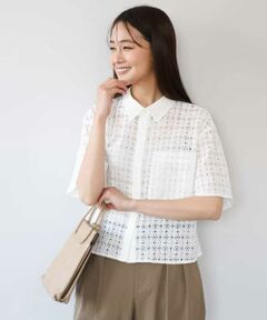 MK MICHEL KLEIN / エムケーミッシェルクラン シャツ・ブラウス | [洗える]幾何レース五分袖シャツブラウス