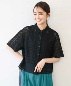 MK MICHEL KLEIN / エムケーミッシェルクラン シャツ・ブラウス | [洗える]幾何レース五分袖シャツブラウス