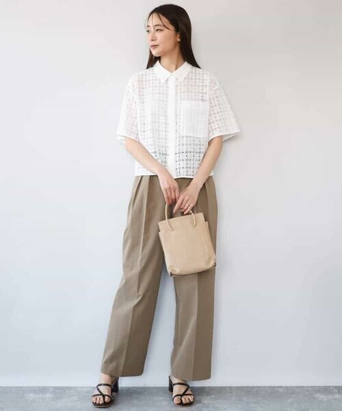 MK MICHEL KLEIN / エムケーミッシェルクラン シャツ・ブラウス | [洗える]幾何レース五分袖シャツブラウス | 詳細15