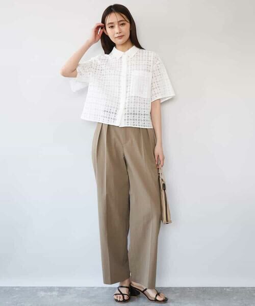 MK MICHEL KLEIN / エムケーミッシェルクラン シャツ・ブラウス | [洗える]幾何レース五分袖シャツブラウス | 詳細16