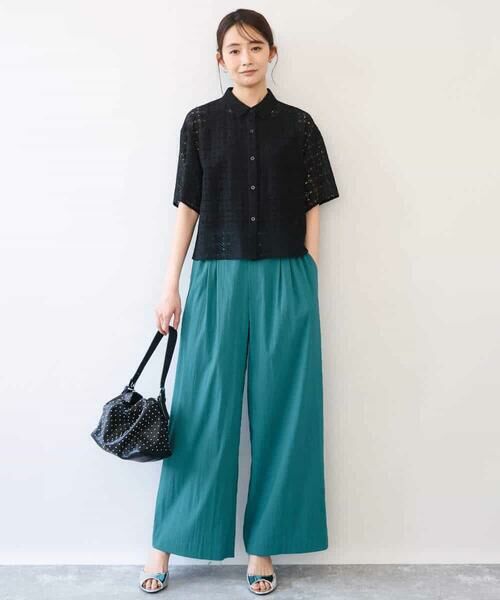 MK MICHEL KLEIN / エムケーミッシェルクラン シャツ・ブラウス | [洗える]幾何レース五分袖シャツブラウス | 詳細3